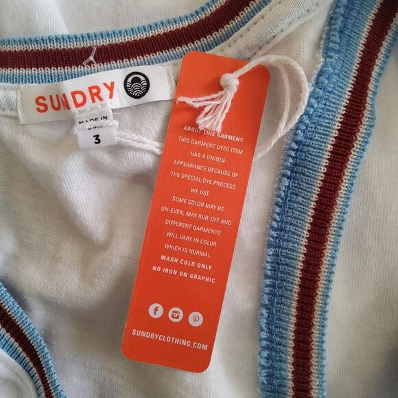 Sundry Stripe Trim Racerback Tank Top Large White NWT - Picture 8 of 8